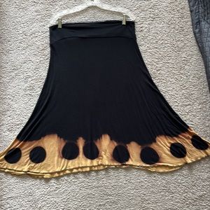MOON TIDE DYERS MIDI SKIRT - BLACK & GOLD TIE DYE - SIZE L
